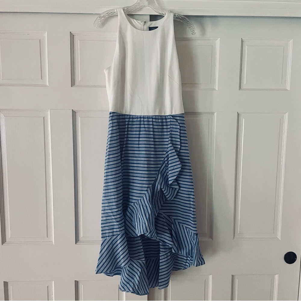 White & Blue Ruffle Dress